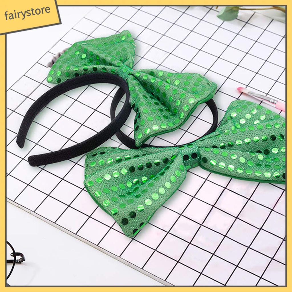 Băng Đô Cài Tóc Hình Nón Đính Nơ Lấp Lánh Cho Ngày Thánh Patricks