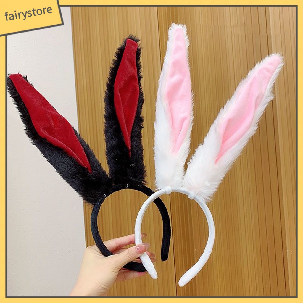 Băng Đô Cài Tóc Co Giãn Gọn Nhẹ Màu Sắc Tương Phản Phối Tai Thỏ Phong Cách Lolita Dành Cho Nữ