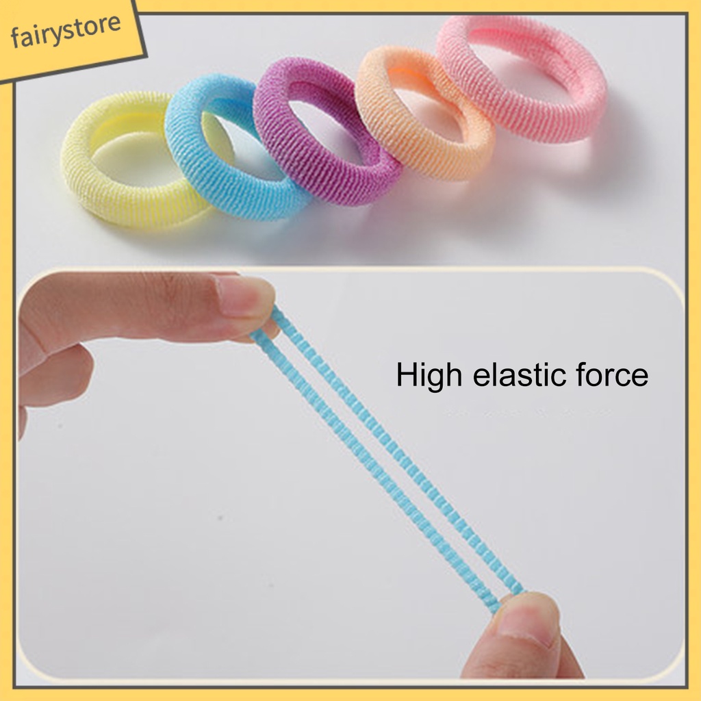 Set 100 Dây Cột Tóc Co Giãn Chống Rơi Màu Sắc Ngọt Ngào Cho Bé Gái