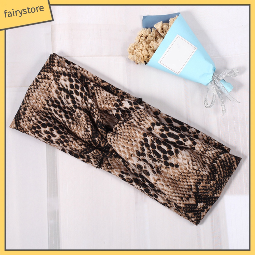 Băng Đô Cài Tóc Bản Rộng Co Giãn In Họa Tiết Da Rắn Dùng Tập Yoga / Thể Thao Cho Nữ