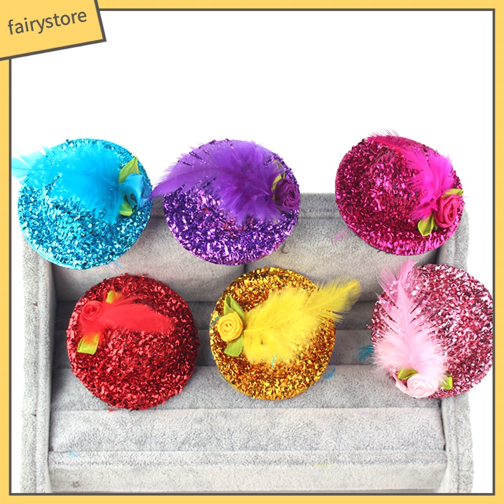 Set 6 Kẹp Tóc Hình Nón Vành Nhỏ Phối Mạng Che Mặt Cho Bé Gái