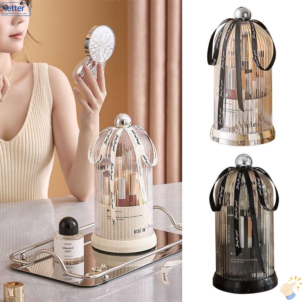 Hộp Đựng Cọ Trang Điểm Trong Suốt Có Nắp Xoay 360 Độ Tiện Dụng Ốp