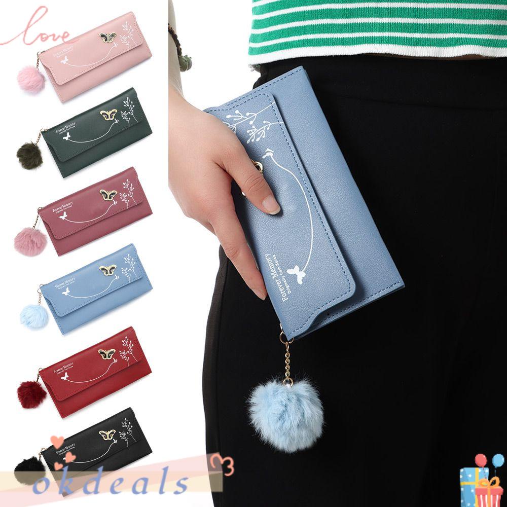 Ví Da Pu Cầm Tay Họa Tiết Bươm Bướm Thời Trang Cho Nữ