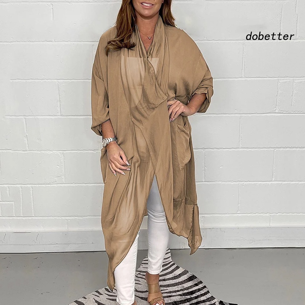 Áo Sơ Mi Cổ Chữ V Dáng Rộng Màu Trơn Kiểu Vintage Thời Trang Mùa Hè Cho Nữ