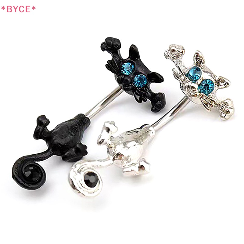 Khuyên Rốn Bằng Thép Không Gỉ Hình Mèo Đính Đá Chất Lượng Cao Quyến Rũ Cho Nữ Mới