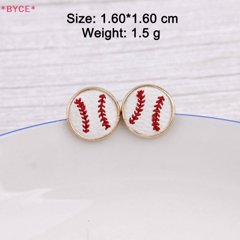 Khuyên Tai Bóng Chày Tròn Mini Bằng Da Thêu Họa Tiết Thời Trang Cho Nữ Mới