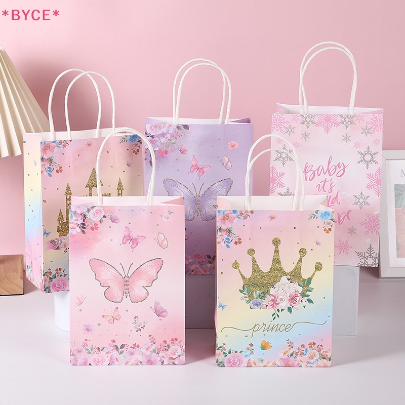 Bộ 5 Túi Đựng Quà Họa Tiết Bướm / Lâu Đài / Bông Tuyết / Vương Miện Xinh Xắn Mới