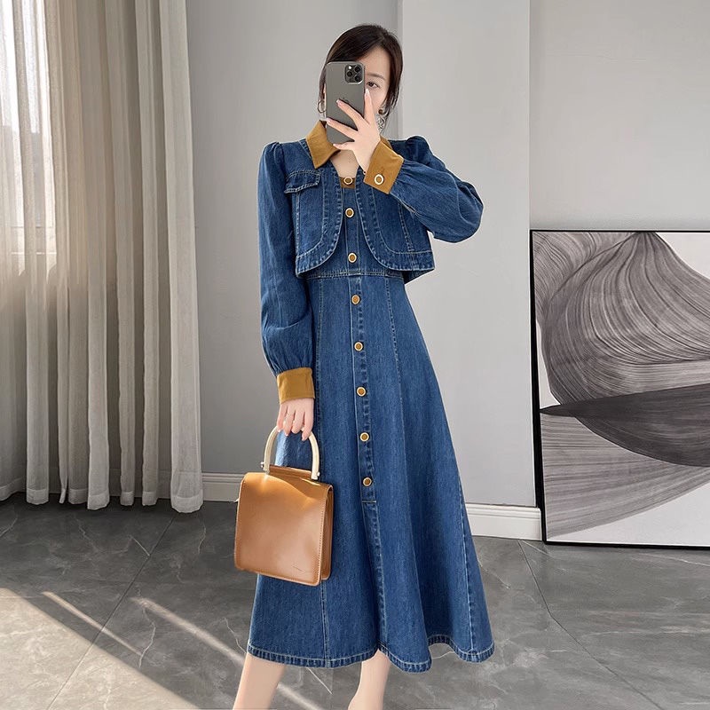Đầm Denim Hai Dây Thời Trang Mùa Hè Pháp 2023