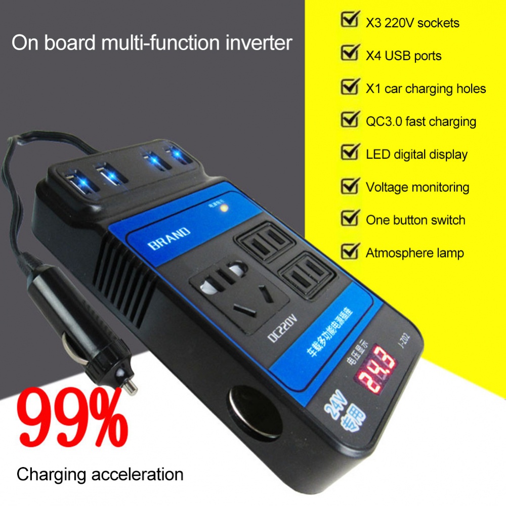 Bộ Chuyển Đổi Nguồn Điện 1500W DC12V 24V Sang DC110V / 220V Cho Xe Hơi