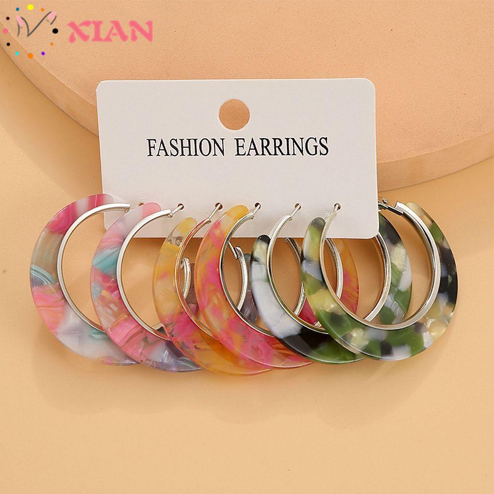 Xiantin Bộ Khuyên Tai Acrylic Tròn Lủng Lẳng Cho Nữ