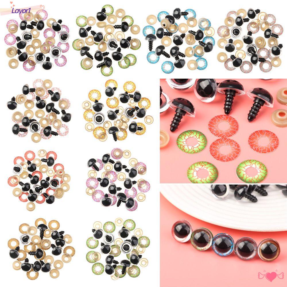 Set 1 / 5 Cặp Mắt Thủ Công 12 / 14 / 16mm Kèm Vòng Đệm Cho Búp Bê Nhồi Bông DIY