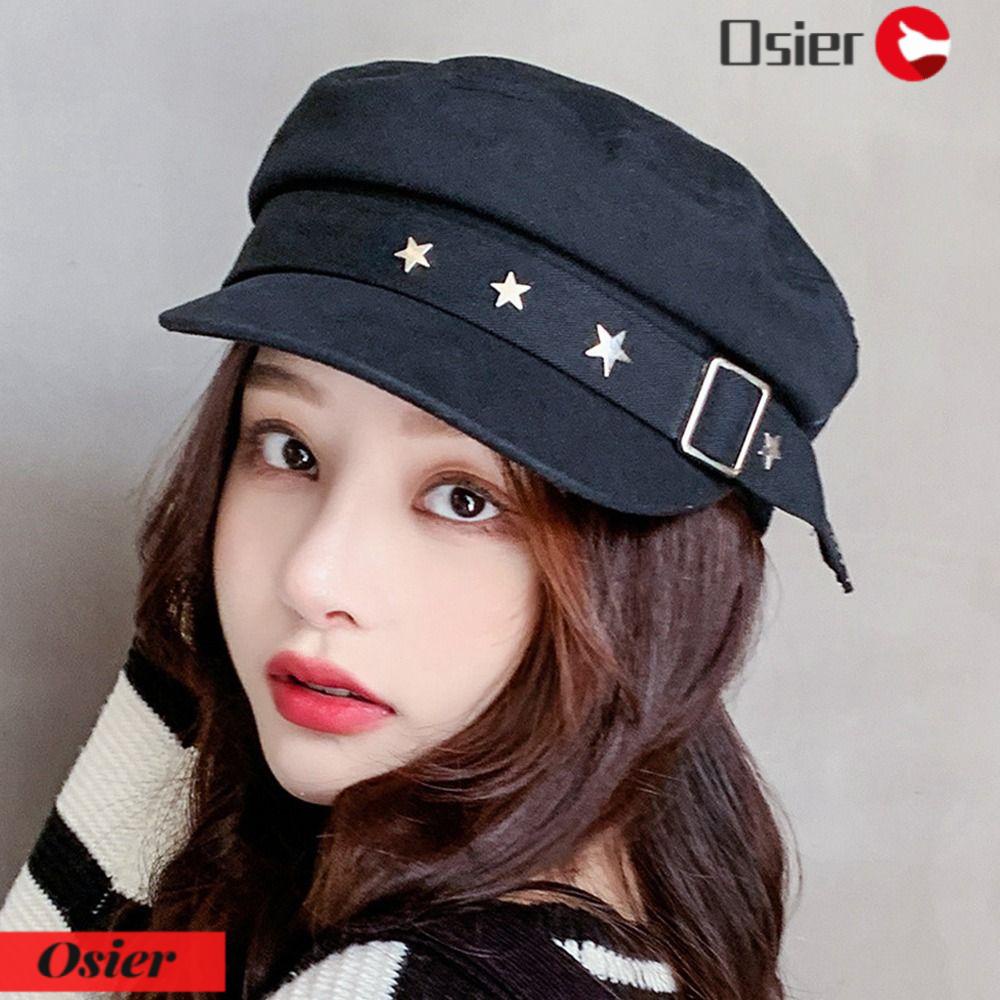 Osier1 Mũ Beret Vải Cotton Màu Xanh Navy Thời Trang