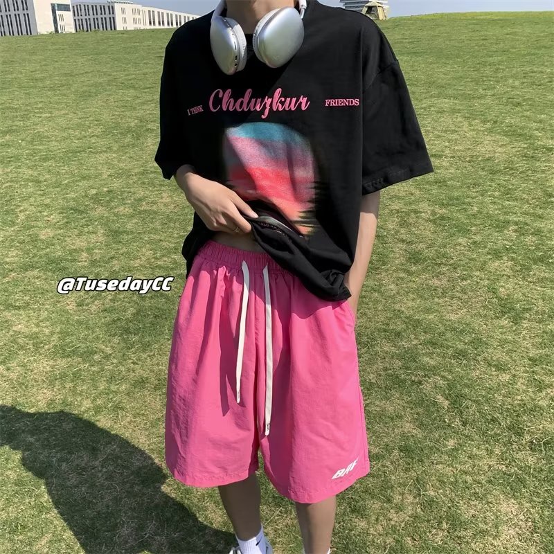 Quần Short Thể Thao Năm Tấc Dáng Rộng Mỏng Nhanh Khô Màu Hồng Phong Cách Mới Mùa Hè Cho Nữ