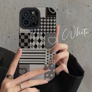 Ốp Điện Thoại Mềm Họa Tiết Caro Xám Cho IPhone 6S 7 Plus 8 Plus X XS XR XS Max 11 13 12 14 PRO Max 14 Plus 12 13