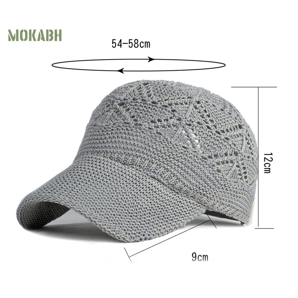 Mũ Lưỡi Trai Đan Len Mỏng Thoáng Khí Chống Tia UV Có Thể Điều Chỉnh Kích Thước Cho Nam Và Nữ