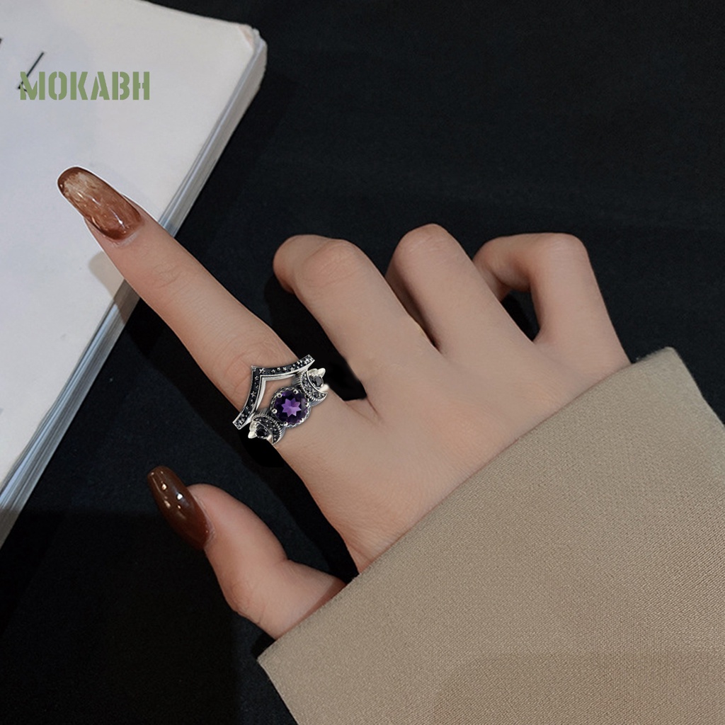 [Mok Abh] Nhẫn Hợp Kim Ba Lớp Thoải Mái Vừa Vặn Quà Tặng Kỷ Niệm Cho Nữ