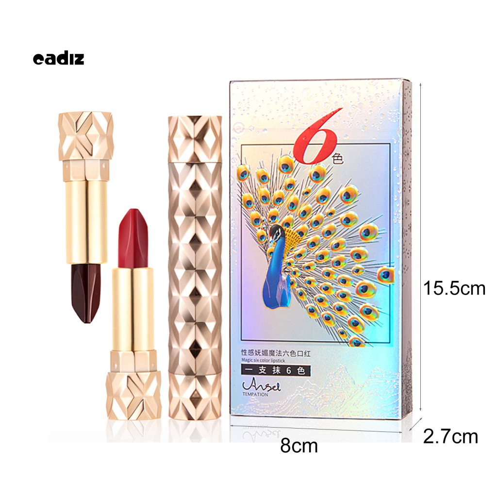 Son Môi Hai Đầu 6 Màu Trong 1 Chống Nước Lâu Trôi Không Dính Cốc Dành Cho Nữ