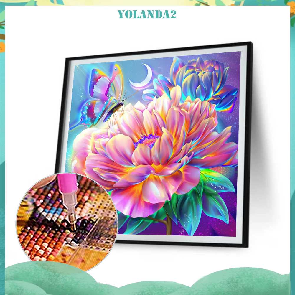 Tranh Đính Đá Kim Cương Toàn Bộ 5D DIY Hình Vẽ Hoa Trang Trí Nhà Cửa