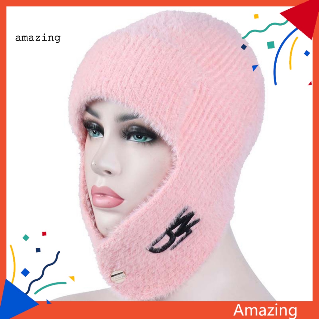 Mũ Len Beanie Dệt Kim Thoáng Khí Bảo Vệ Tai Màu Sắc Tươi Sáng Thời Trang Mùa Đông Cho Nữ