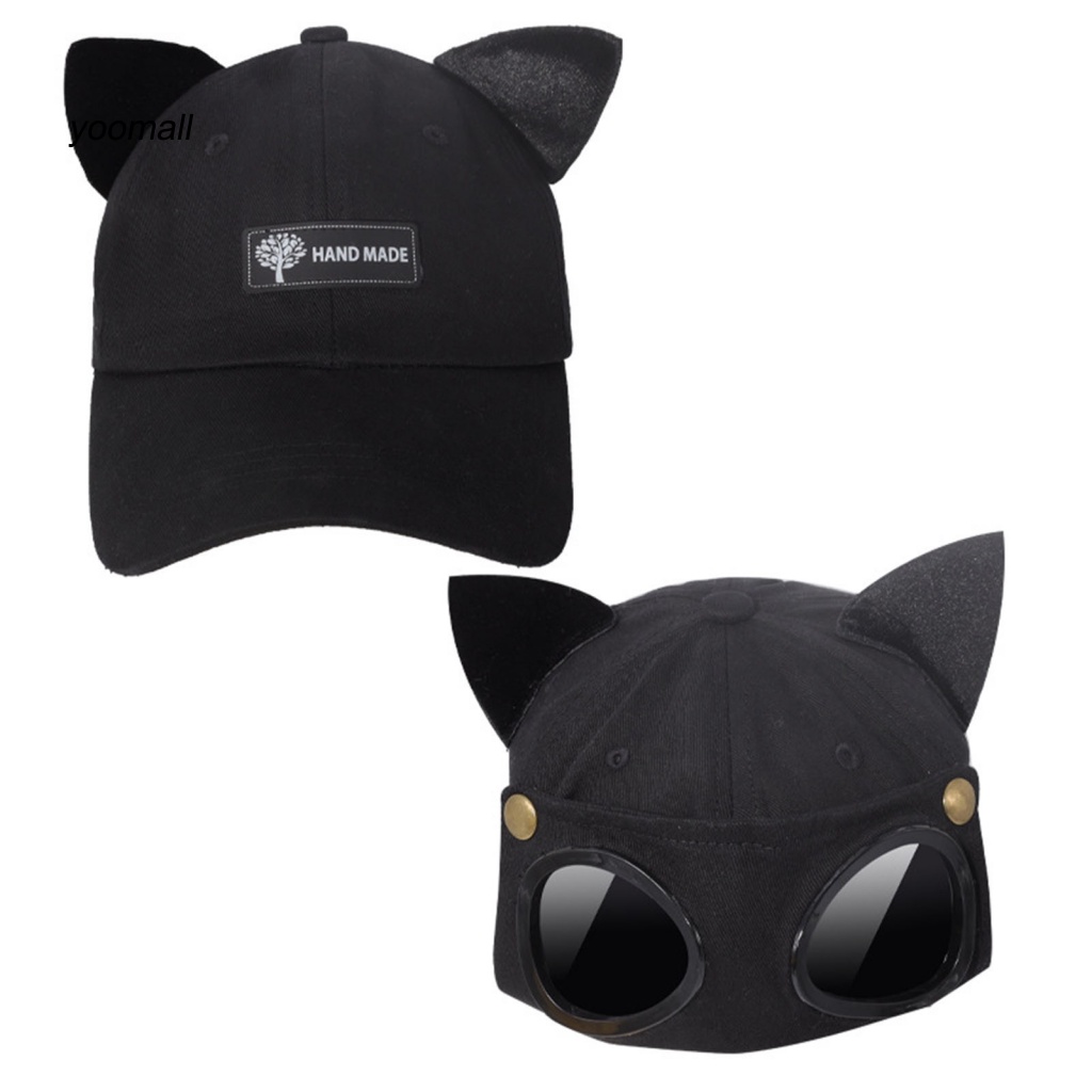 Yo / Phụ Nữ Mũ Phi Công Cá Tính Với Kính Râm Trong Suốt Trang Trí Tai Mèo Có Thể Gập Lại Cho Cosplay