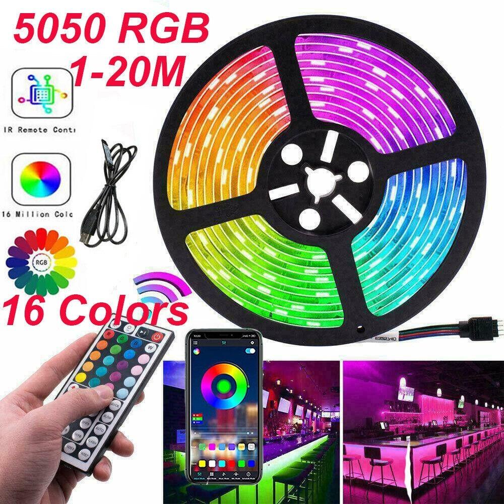 LAKAMIER Cuộn Dây Đèn LED 5v5050 24 Nút Điều Khiển Từ Xa 0.5-10m Rgb Trang Trí Tủ Quần Áo