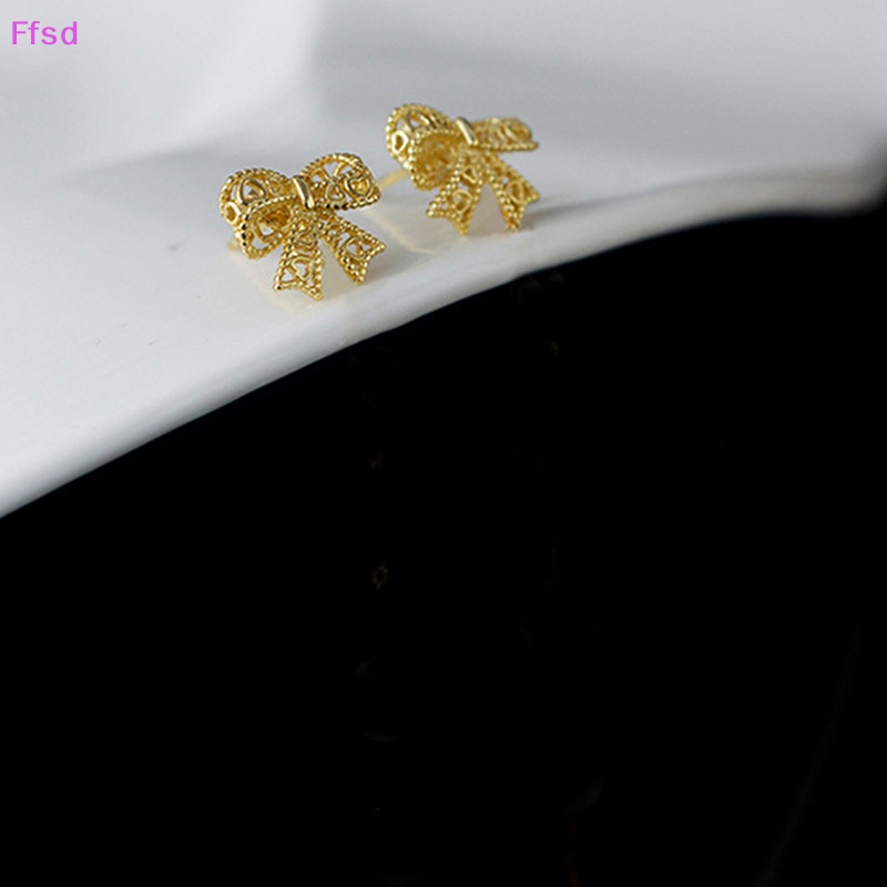 1 Đôi Bông Tai Hình Nơ Ren Rỗng Đơn Giản Dành Cho Nữ