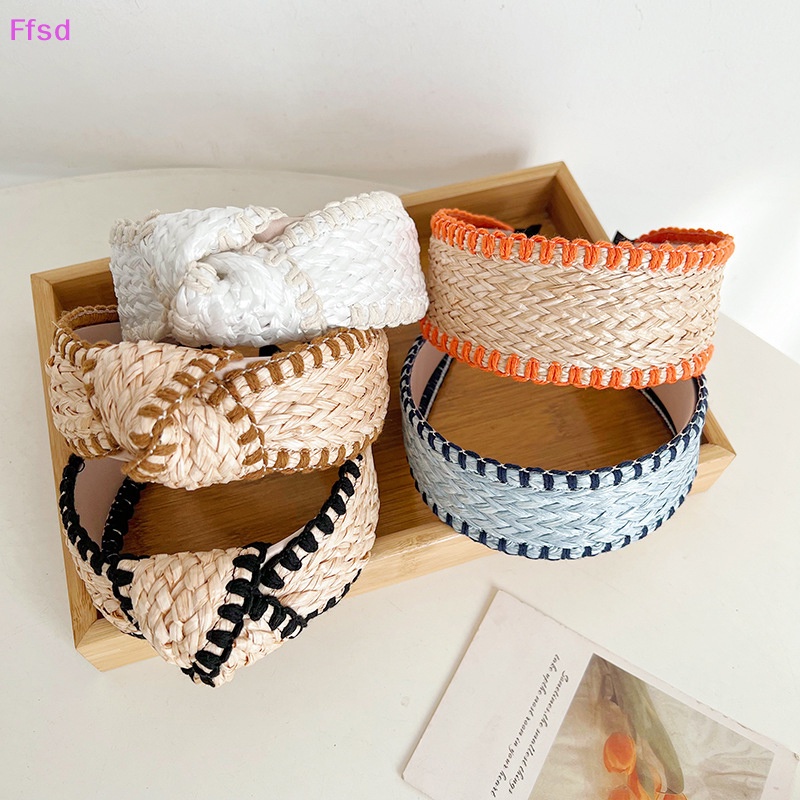 {Ffsd} Băng Đô Rơm Boho Bản Rộng Thắt Nút Duyên Dáng Thanh Lịch Cho Nữ * Hàng Bán Chạy *