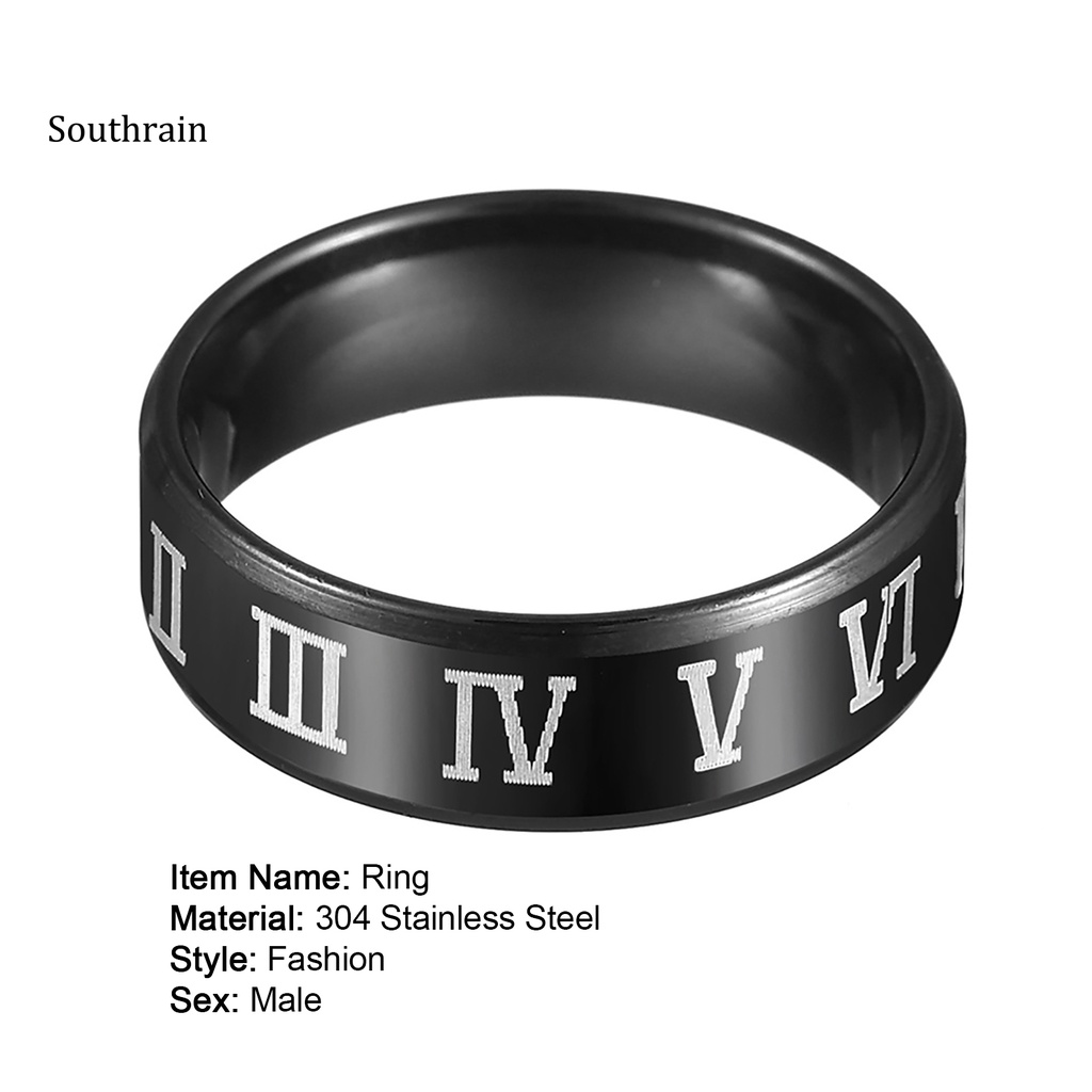 Nhẫn Thép Không Gỉ Sang Trọng In Số La Mã Cho Nam