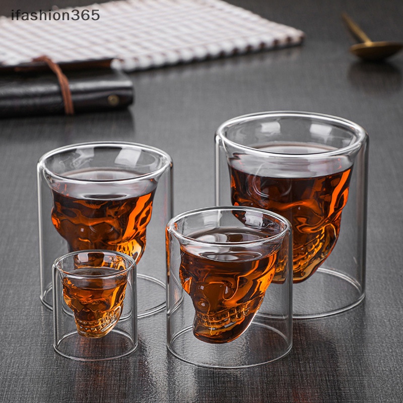 Ly Thủy Tinh Uống Rượu Hình Đầu Lâu Sáng Tạo 25 / 75 / 150 / 250ml