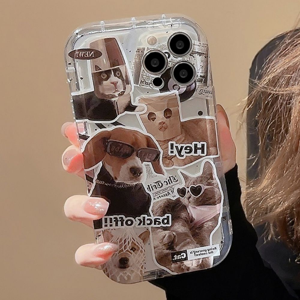 Ốp Điện Thoại TPU Mềm Chống Rơi Họa Tiết Cún Mèo Hoạt Hình Kiểu Retro Cho IPhone 11 14 13 12 Pro Max