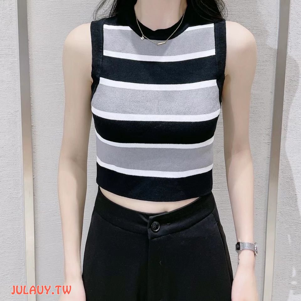 Áo Hai Dây Dệt Kim Kẻ Sọc Thời Trang Mùa Hè Cho Nữ