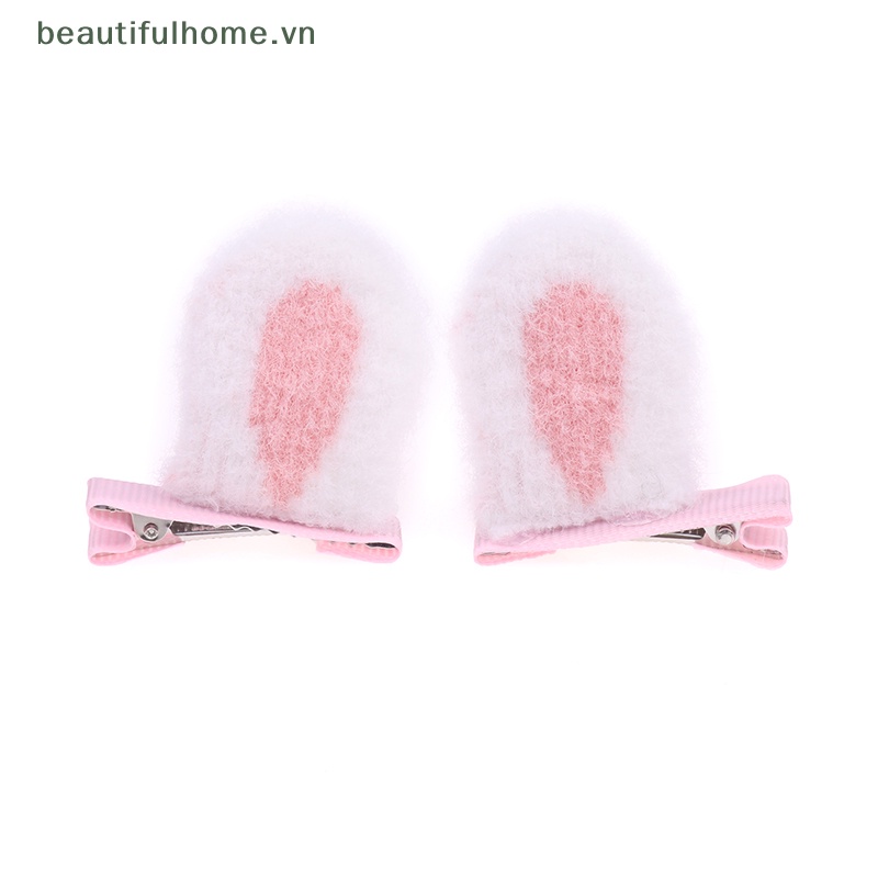 Kẹp Tóc Tai Thỏ Phủ Lông Nhung Dễ Thương Xinh Xắn