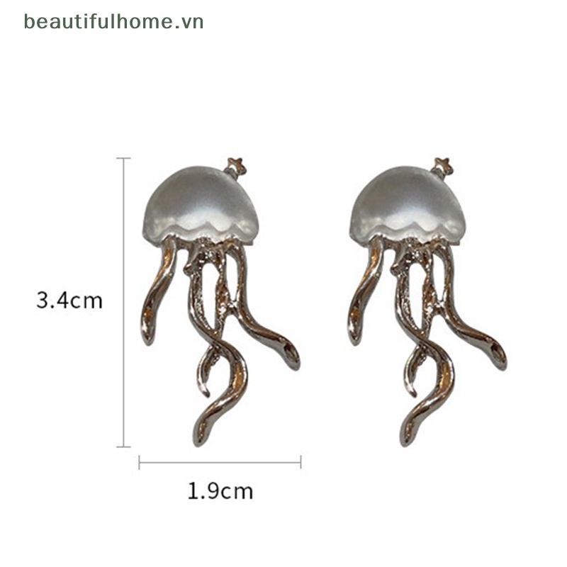 1 Đôi Bông Tai Hình Sứa Thạch Pha Lê Trong Suốt Phong Cách Hàn Quốc Cho Nữ