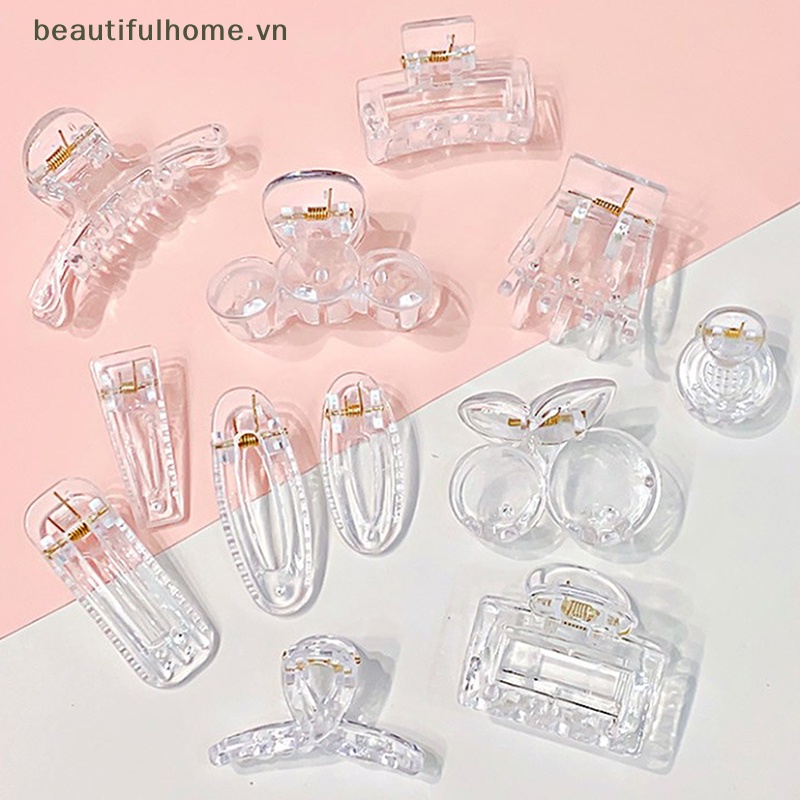 Set 10 Kẹp Tóc Càng Cua Bằng Nhựa Resin Trong Suốt Đơn Giản Thời Trang Cho Nữ