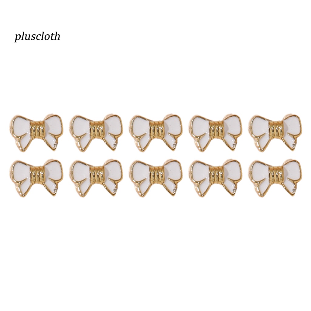 < Pluscloth > Set 10 Phụ Kiện Trang Trí Móng Tay Nghệ Thuật Bằng Hợp Kim Bóng Cao Hình Hoa Trà Nơ Phong Cách Ba Chiều Dành Cho Salon Cung