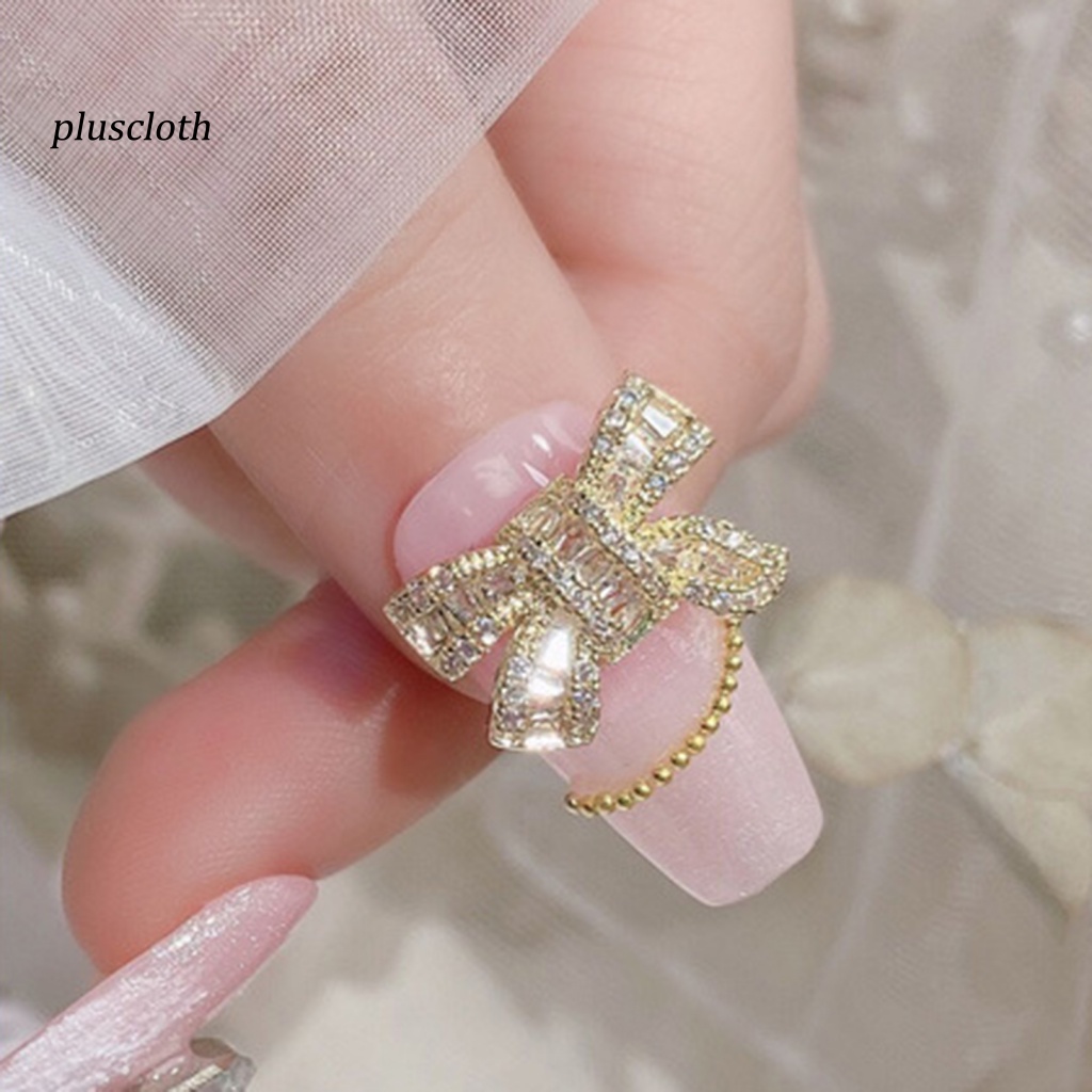 < Pluscloth > Phụ Kiện Trang Trí Móng Tay Nghệ Thuật Hình Nơ Ba Chiều Sáng Bóng Cao Cấp Màu Bạc / Vàng Sáng Bóng Sang Trọng DIY