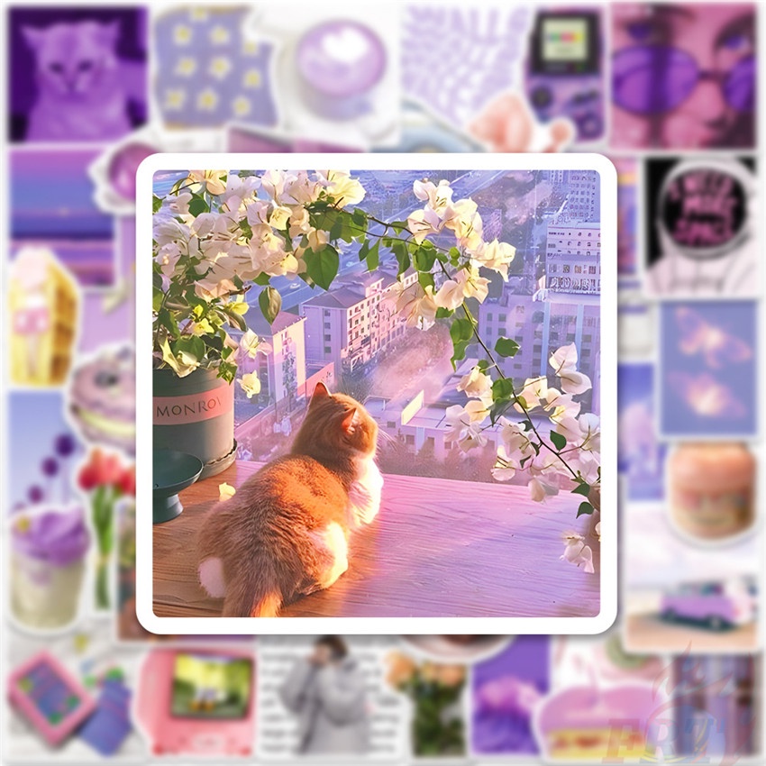 Bộ 100 Cái ❉ Ins Nhãn Dán Nghệ Thuật Trẻ Trung Dòng A Green &amp; Tím ❉ Sticker Dán Tường Chống Thấm Nước Họa Tiết Doodle Hợp Thời Trang