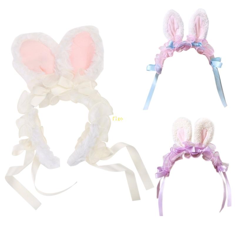 Băng Đô Tai Thỏ Lông Nhung Phong Cách Lolita