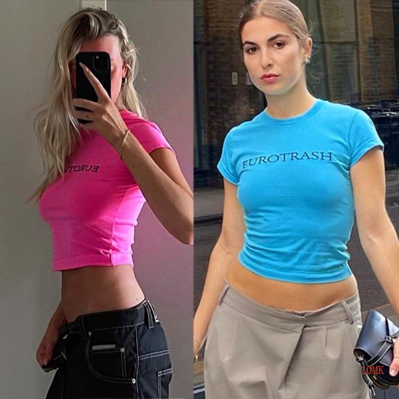 Áo Thun Croptop Tay Ngắn In Chữ Thời Trang Mùa Hè Cho Nữ
