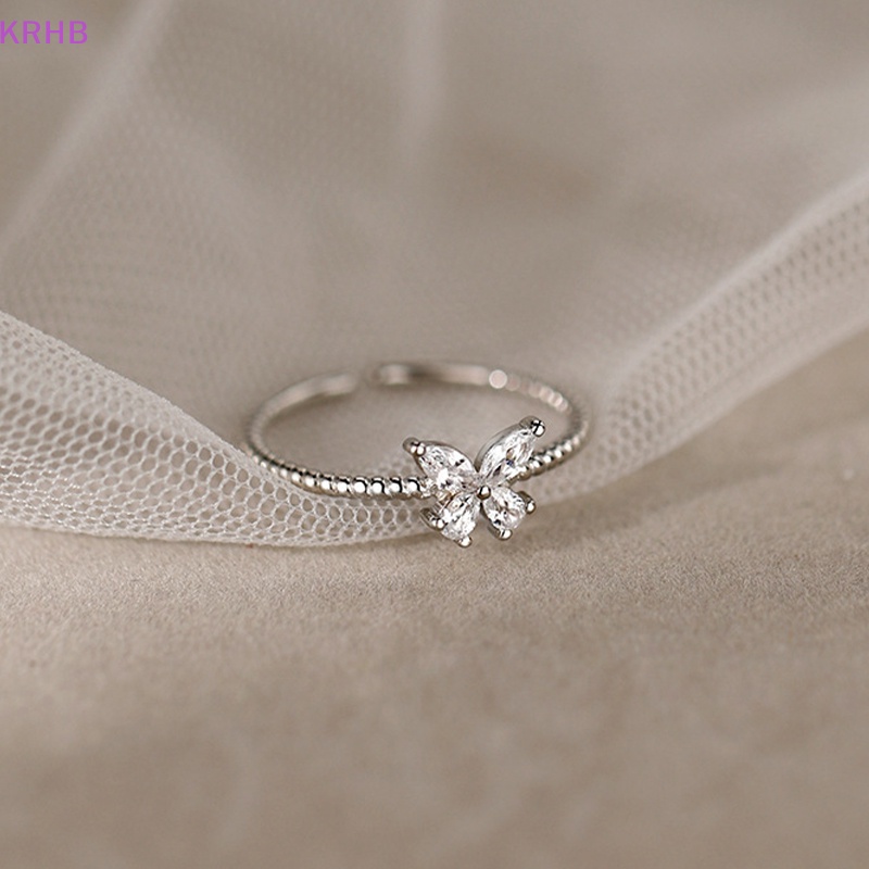 Nhẫn Hở Hình Bướm Màu Bạc Đính Đá Zircon Đẹp Mắt Mới