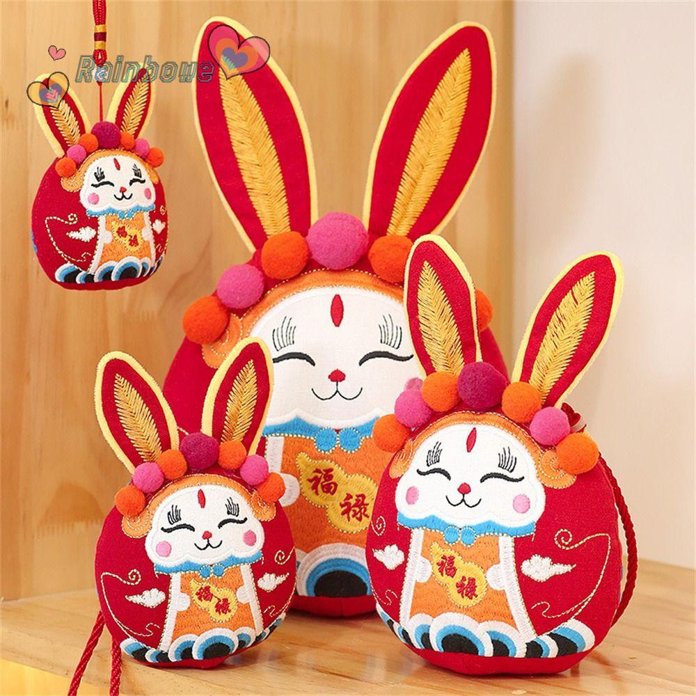 Búp Bê Thỏ Cầu Vồng May Mắn Phong Cách Trung Hoa Cho Năm Mới