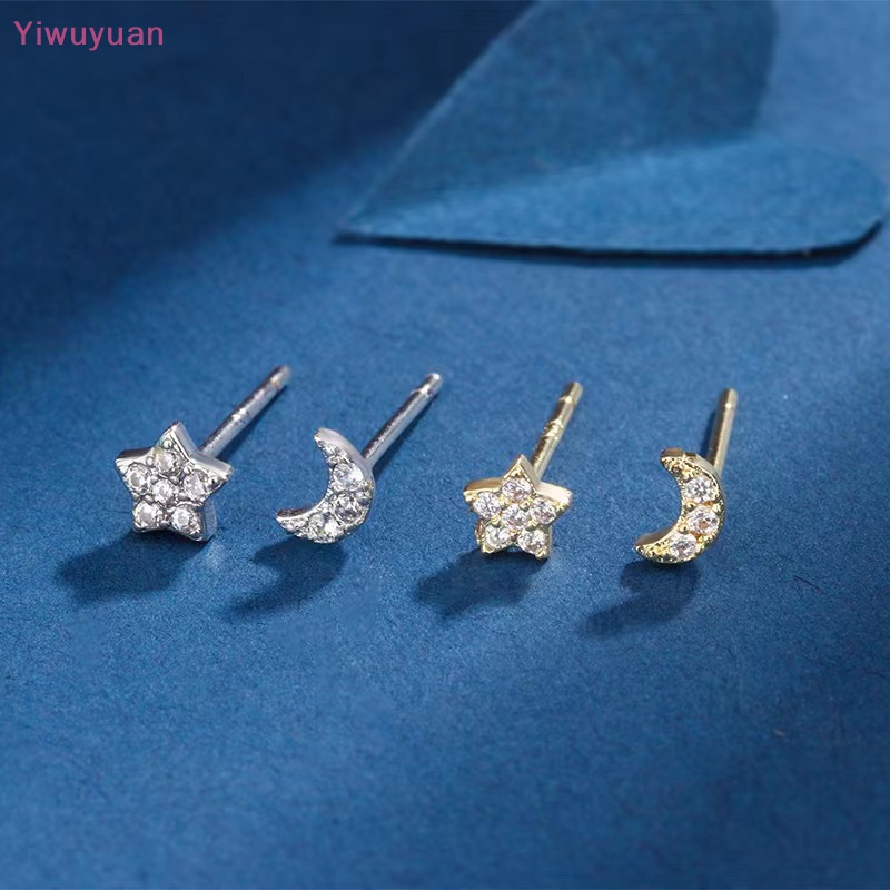 < Yiwuyuan > Bông Tai Nụ Trăng Sao Mini Thời Trang Nữ Mới