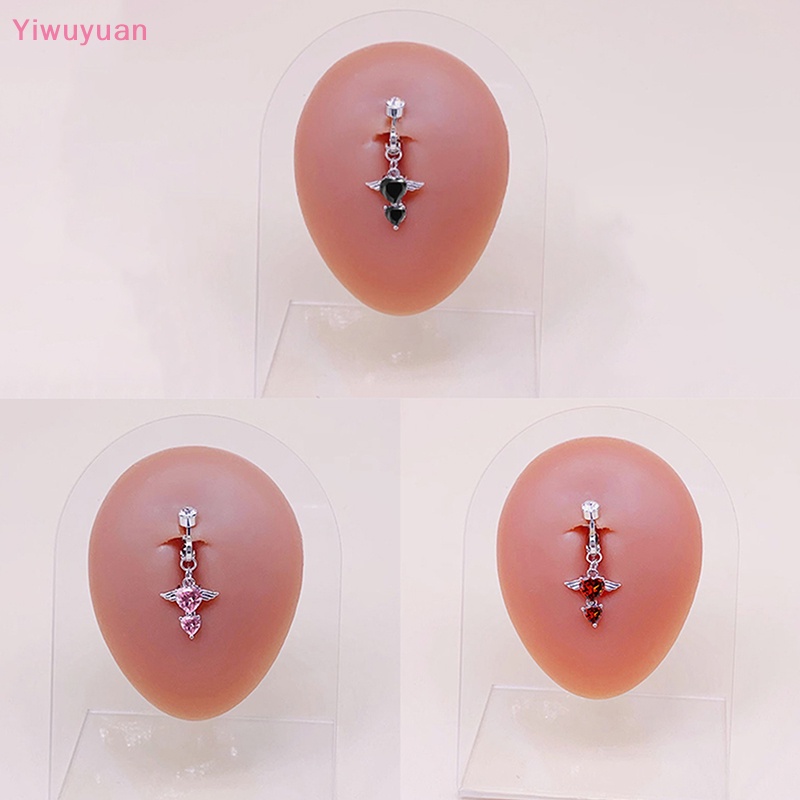 < Yiwuyuan > Khuyên Rốn Đính Đá Hình Trái Tim Đôi Cánh Quyến Rũ Cho Nữ Mới