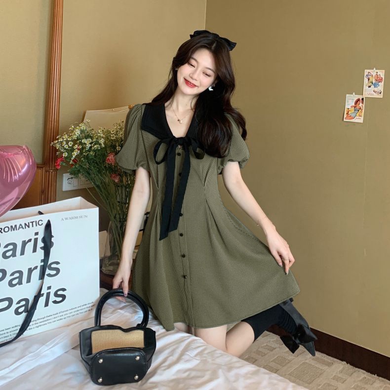 Đầm Sọc Ca Rô Xanh Lá Thời Trang Hè Mới 2023 Cao Cấp Cho Nữ