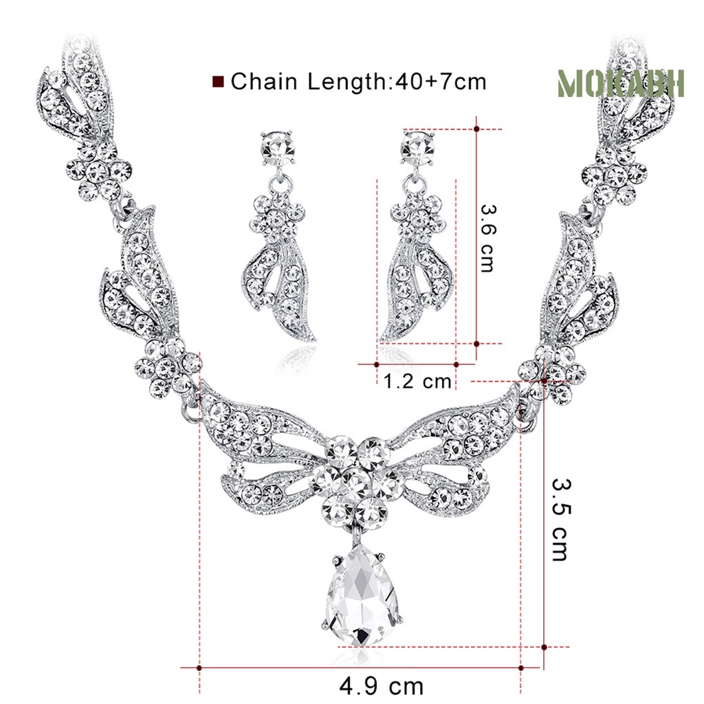 1 Bộ Vòng cổ + Bông Tai Đính Kim Cương Giả Tùy Chỉnh Trọng Lượng Nhẹ Cho Cô Dâu