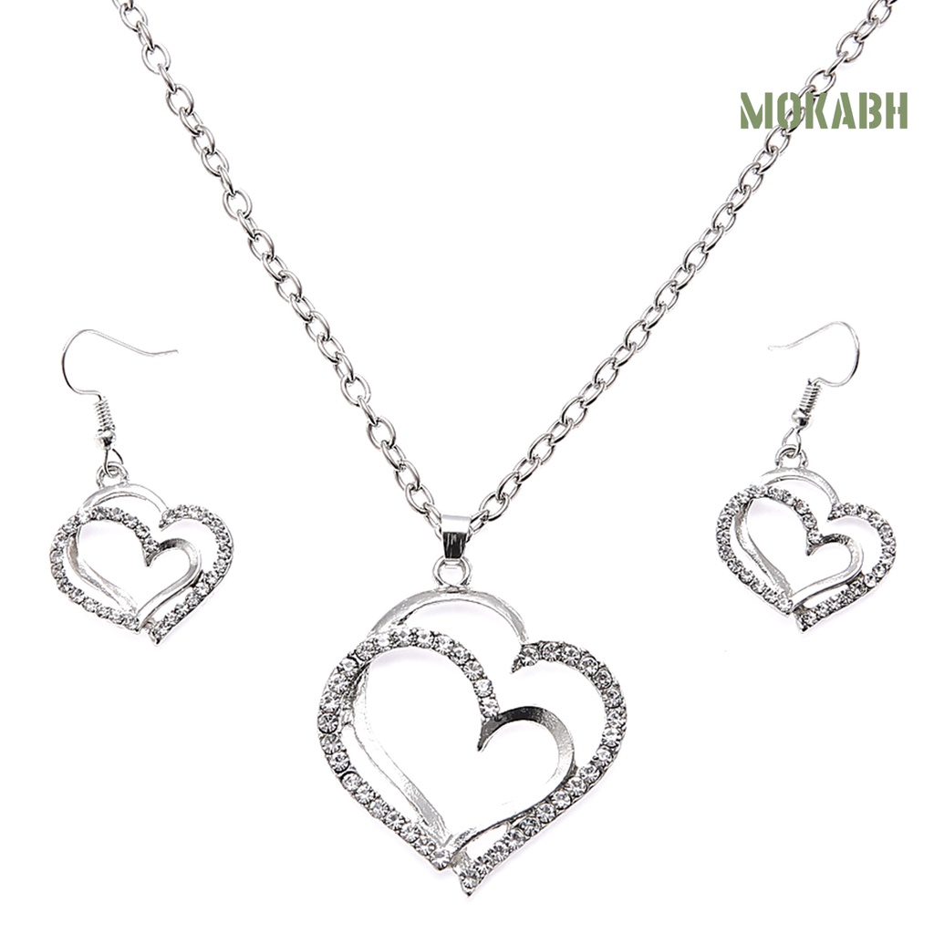 1 Bộ Bông Tai Móc Hình Trái Tim Đôi Đánh Bóng 2 Màu Thời Trang Mùa Hè Dành Cho Bạn Nữ