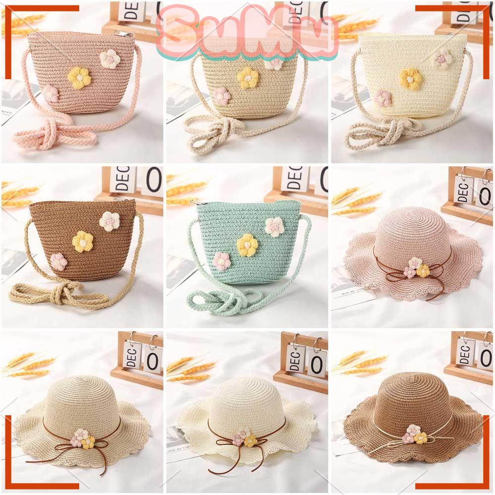 Nón Rơm Dệt Thoáng Khí Chống Nắng / Tia UV In Họa Tiết Hoạt Hình Dễ Thương Thời Trang Đi Biển Cho Bé