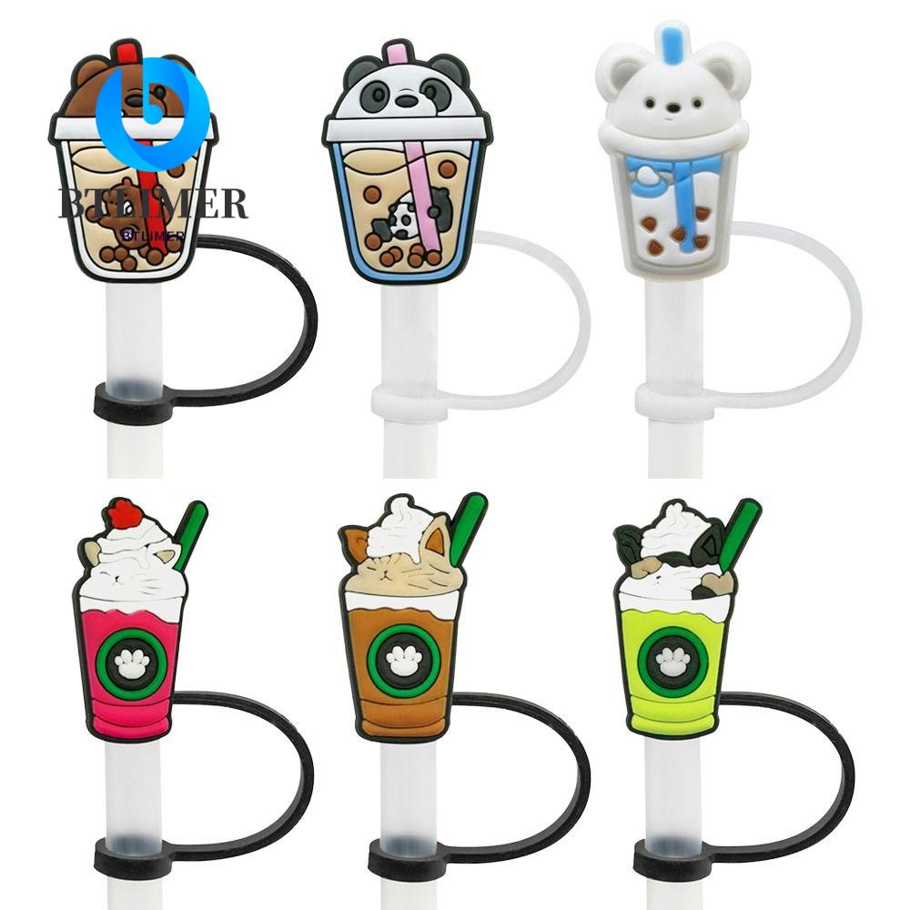 Bộ 6 Ống Hút Silicon Dùng Một Lần Kèm Vỏ Bọc Chống Bụi Cho Ống Hút