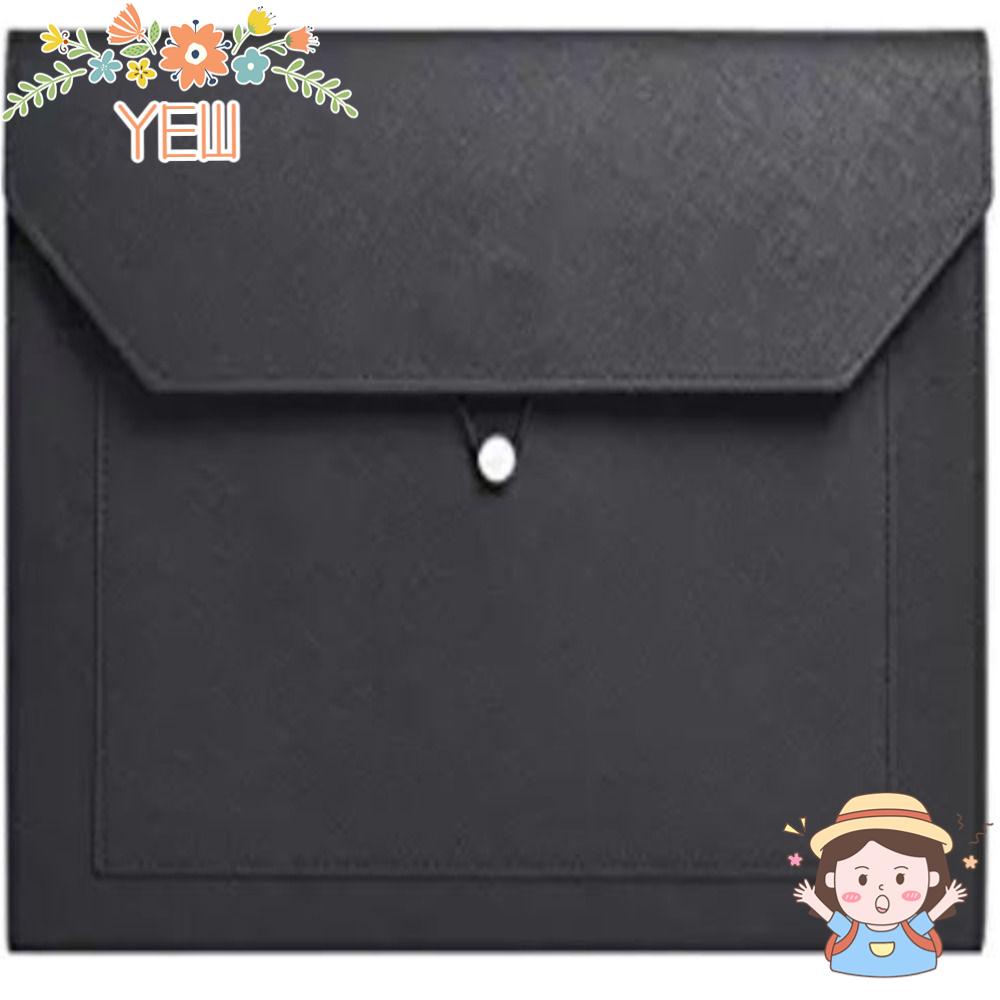 Túi Đựng Tài Liệu 2 Ngăn Bằng Da PU Màu Đen Co Giãn Tiện Dụng Cho Văn Phòng