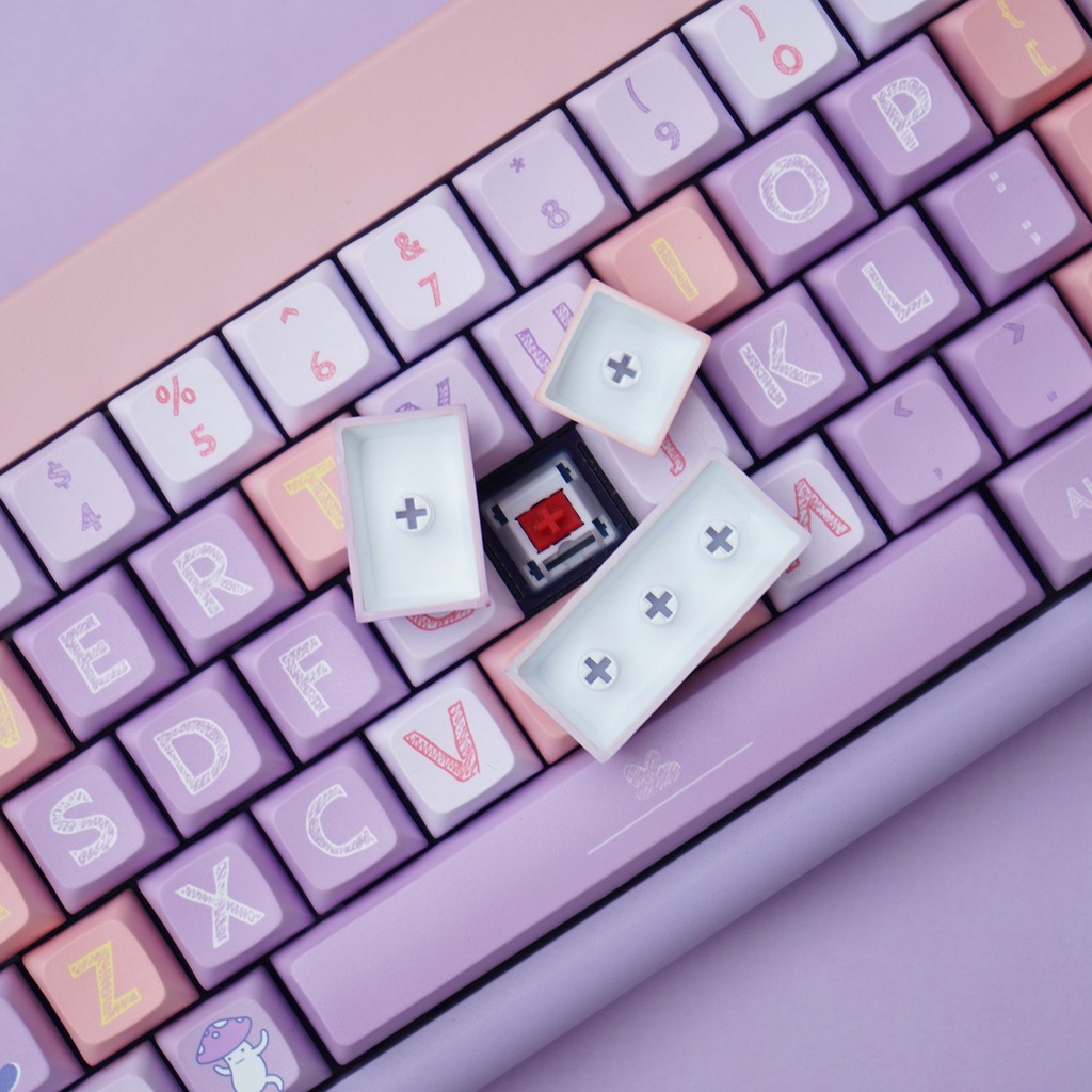 Bộ Nắp Phím Pbt Chủ Đề Ngôi Sao Tím Hồng Dễ Thương Cho Bàn Phím Cơ .Rk61 / 98 / 100 / 987